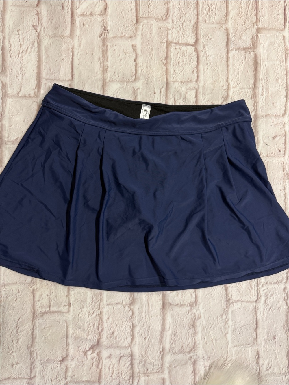 Women's Navy Performance Skater Swim Skirt with Built-In Shorts by Mazu Swim